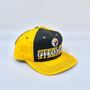 Vintage 90s Pro Player NFL Pittsburgh Steelers Embroidered SnapBack Hat Adult OS